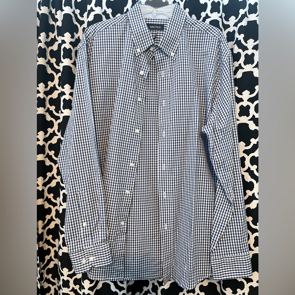 Blue plaid men’s dress shirt